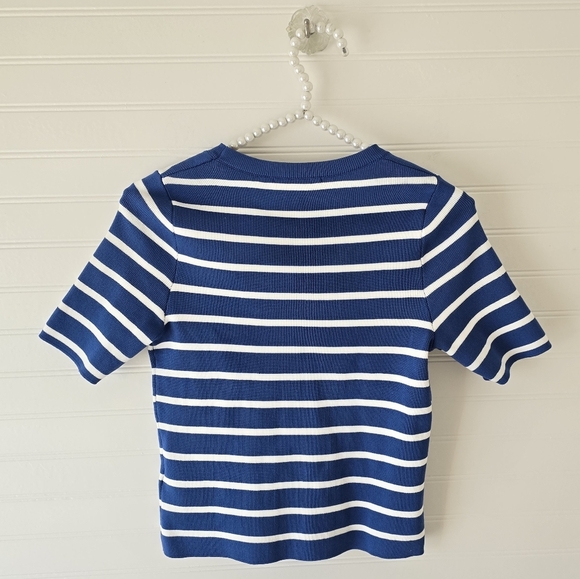 Happily Grey Blue White Stripe Top Medium - Picture 2 of 4